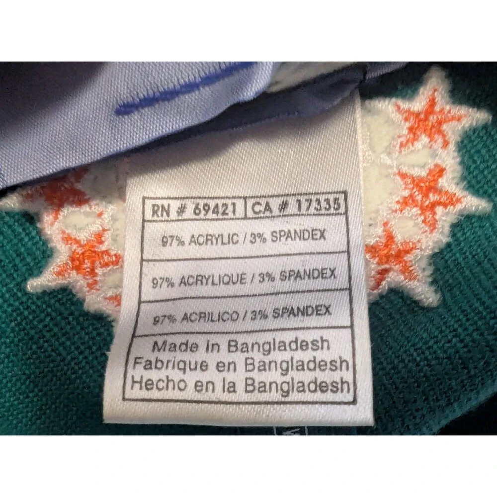 VTG Reebok Miami Dolphins Hat NFL Equipment Flex Fit NWOT Deadstock Teal Orange